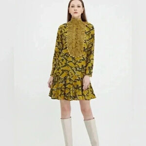 [XL] adL Patterned Mini  Dress with Lace Detail on the Front 12440470000- NWOT